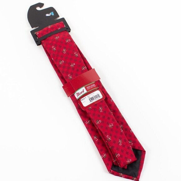 Christmas Noel Red Candy Cane Holiday Tie, NEW - Picture 3 of 4